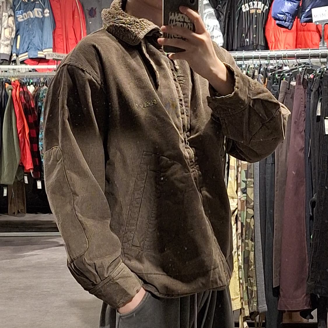 CIRCUM JP 카키 코듀로이 골덴 암패치 투웨이 이너플리스 기모 자켓 상품이미지2