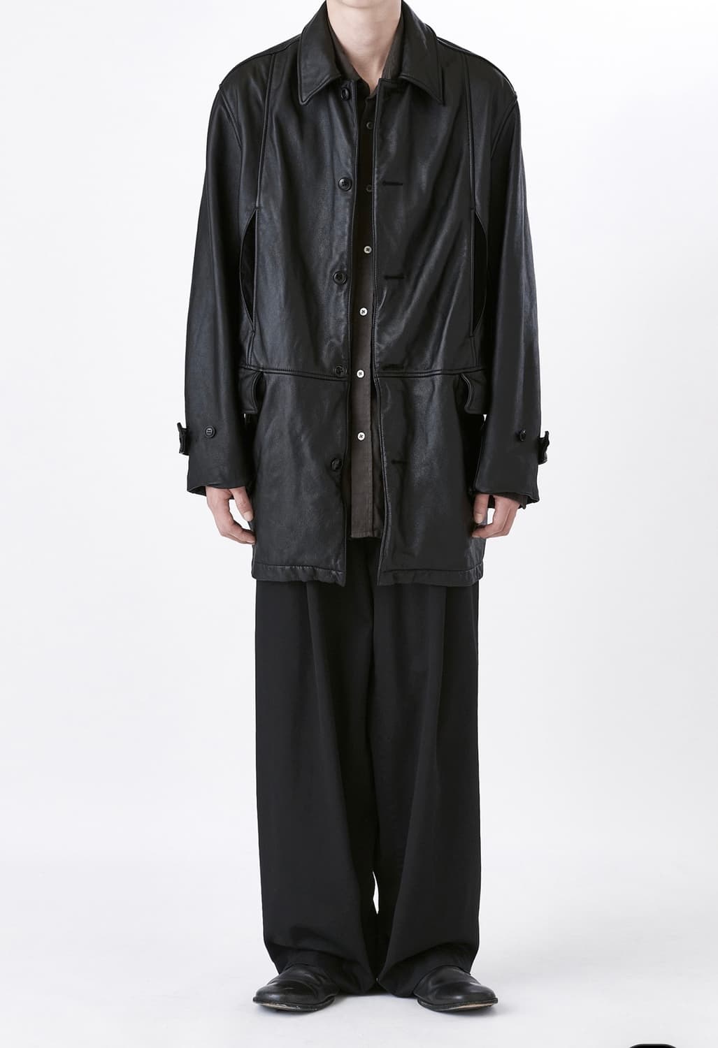 이얼즈어고 워시드 레더 하프 코트 블랙 2 상품이미지2