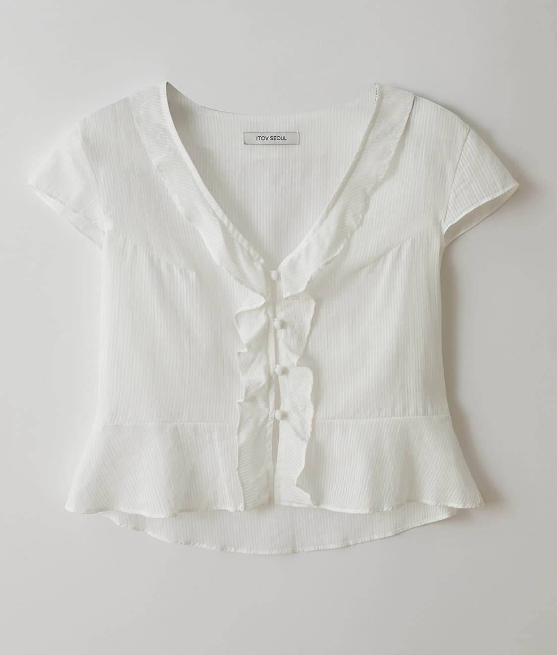 택O)아이토브서울 코튼 플레어 블라우스 WH 상품이미지1
