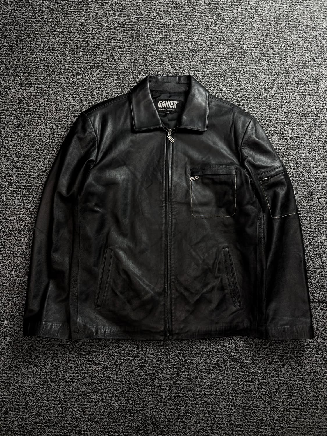 GAINER 오리지날 램스킨 스티치 레더 트러커 자켓 블랙 1461 상품이미지2