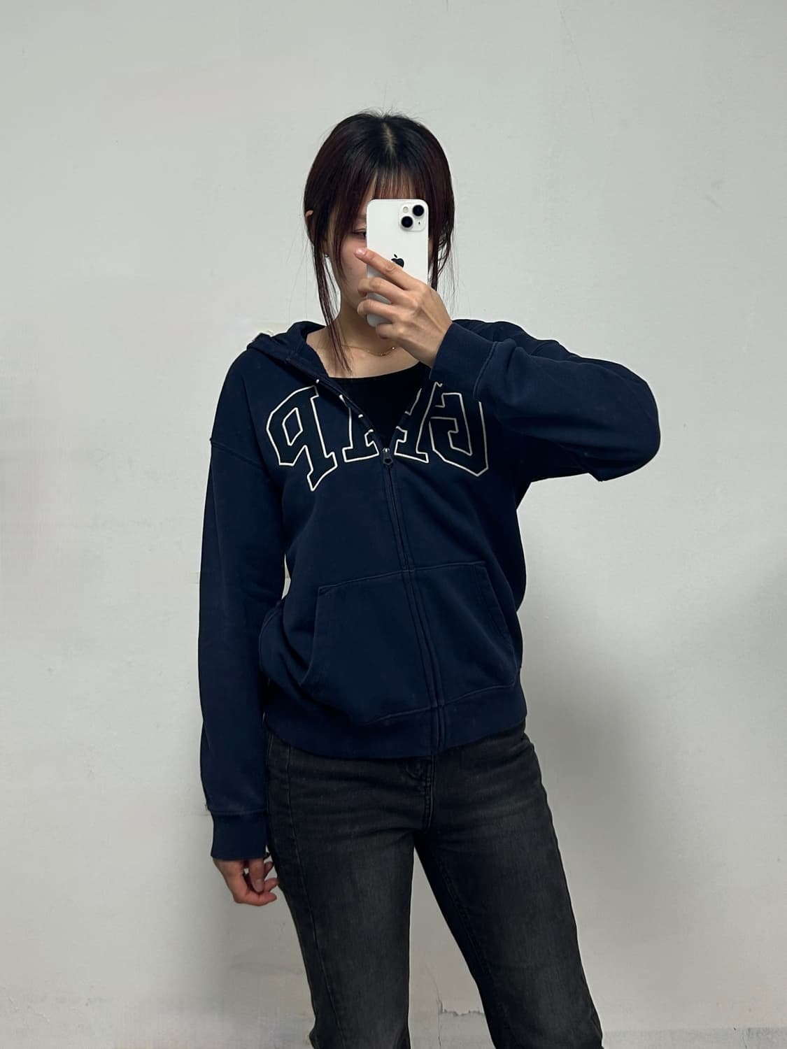 GAP 스펠아웃 로고 네이비 후드집업  상품이미지1