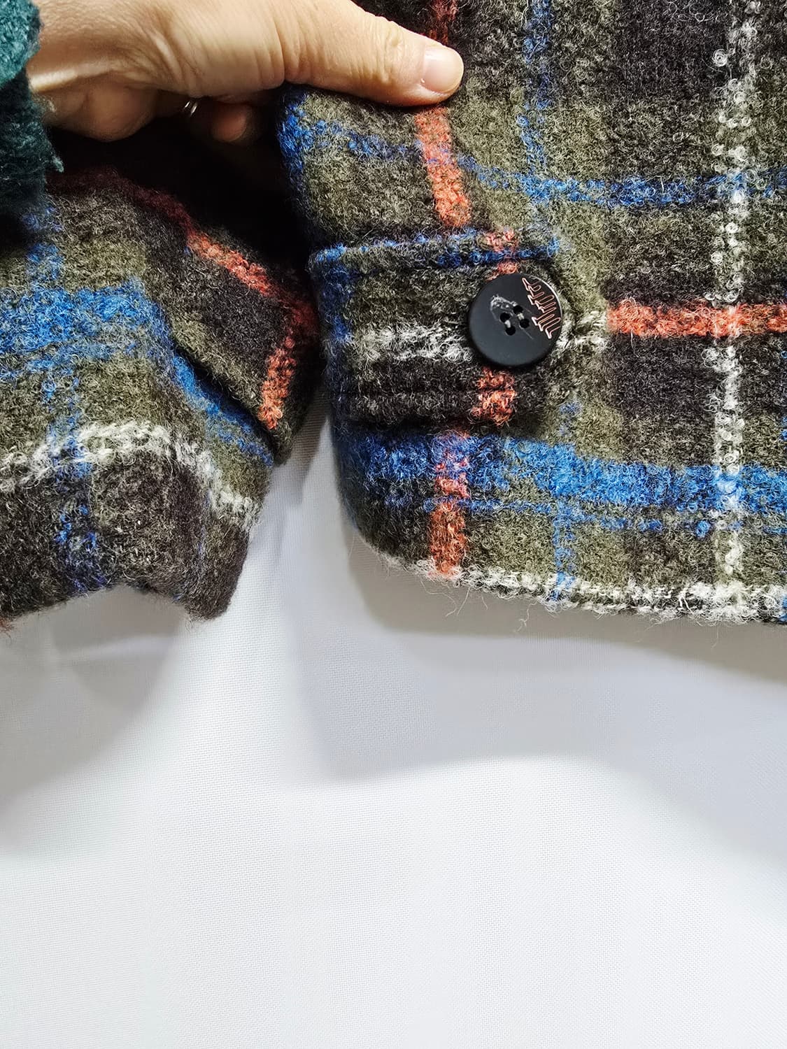 SOOS 체크 무늬 숏 코트 퍼 카라 자켓 상품이미지6