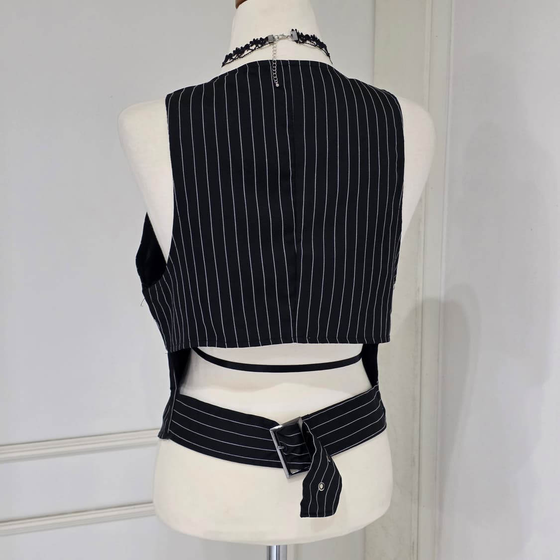 빈티지)블랙 스트라이프 나나깔st 오네갸루 고딕 등트임 정장베스트 조끼 상품이미지2