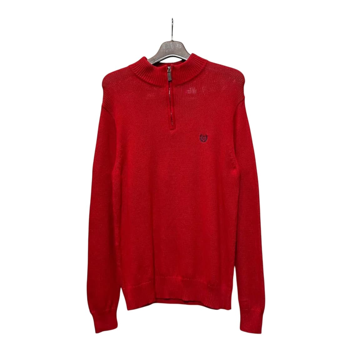 챕스 반집업 니트 하이넥 앞면 로고 디테일 레드 상품이미지1