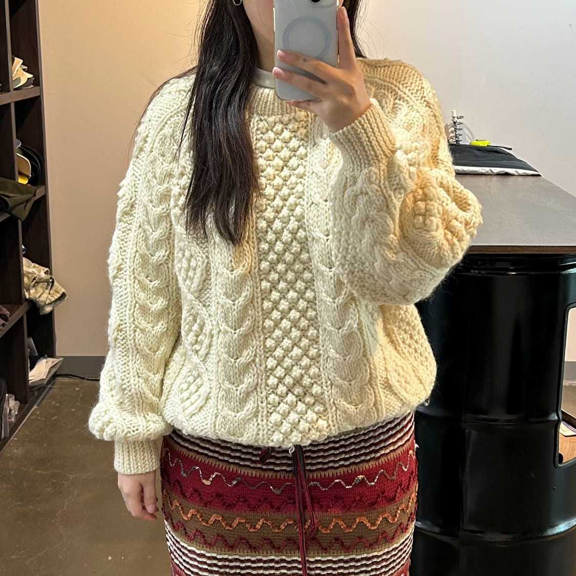 아이보리 케이블 울 니트 상품이미지5