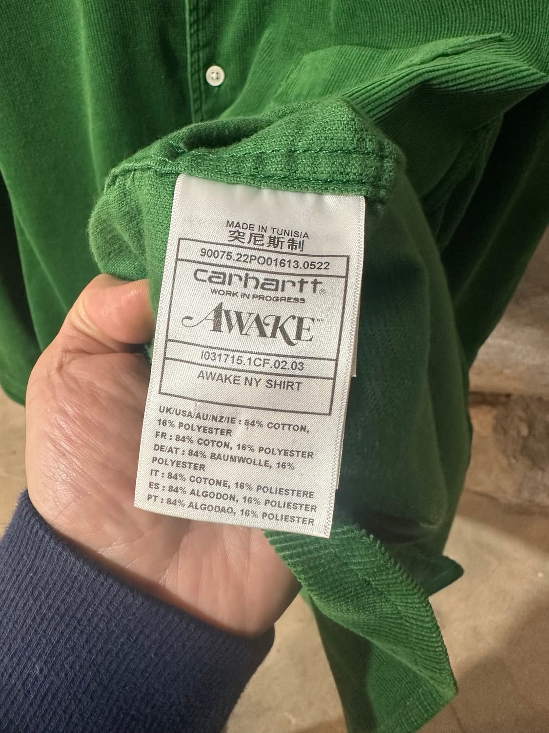 칼하트 x 어웨이크 NY 코듀로이 셔츠 그린 상품이미지5