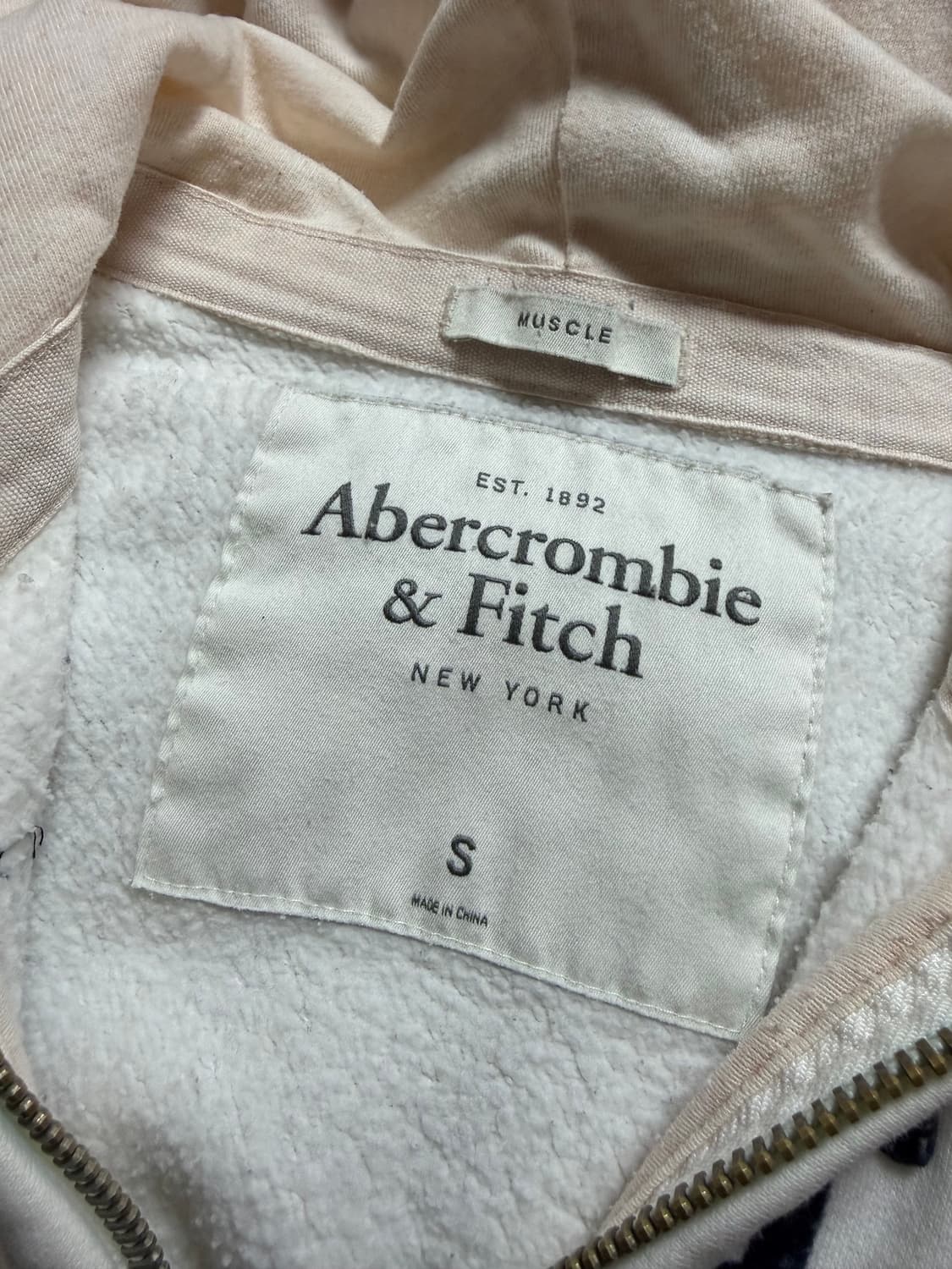 (상태최상,매물없음) 아베크롬비 화이트 살구핑크 후드집업 s 상품이미지3