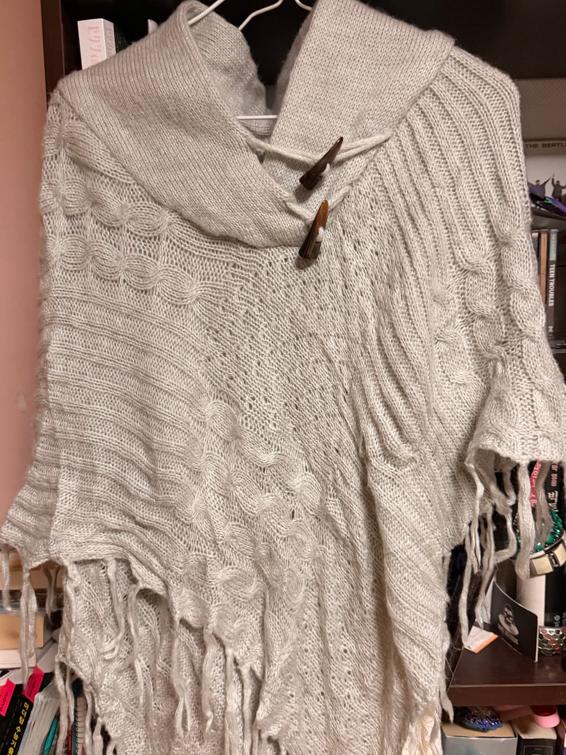 Space opera 모리걸 갸루 후드 판초 니트 상품이미지1