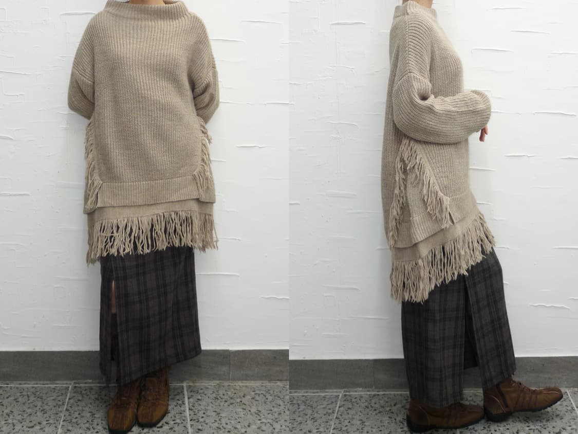 Oatmeal fringe hem knit 상품이미지2