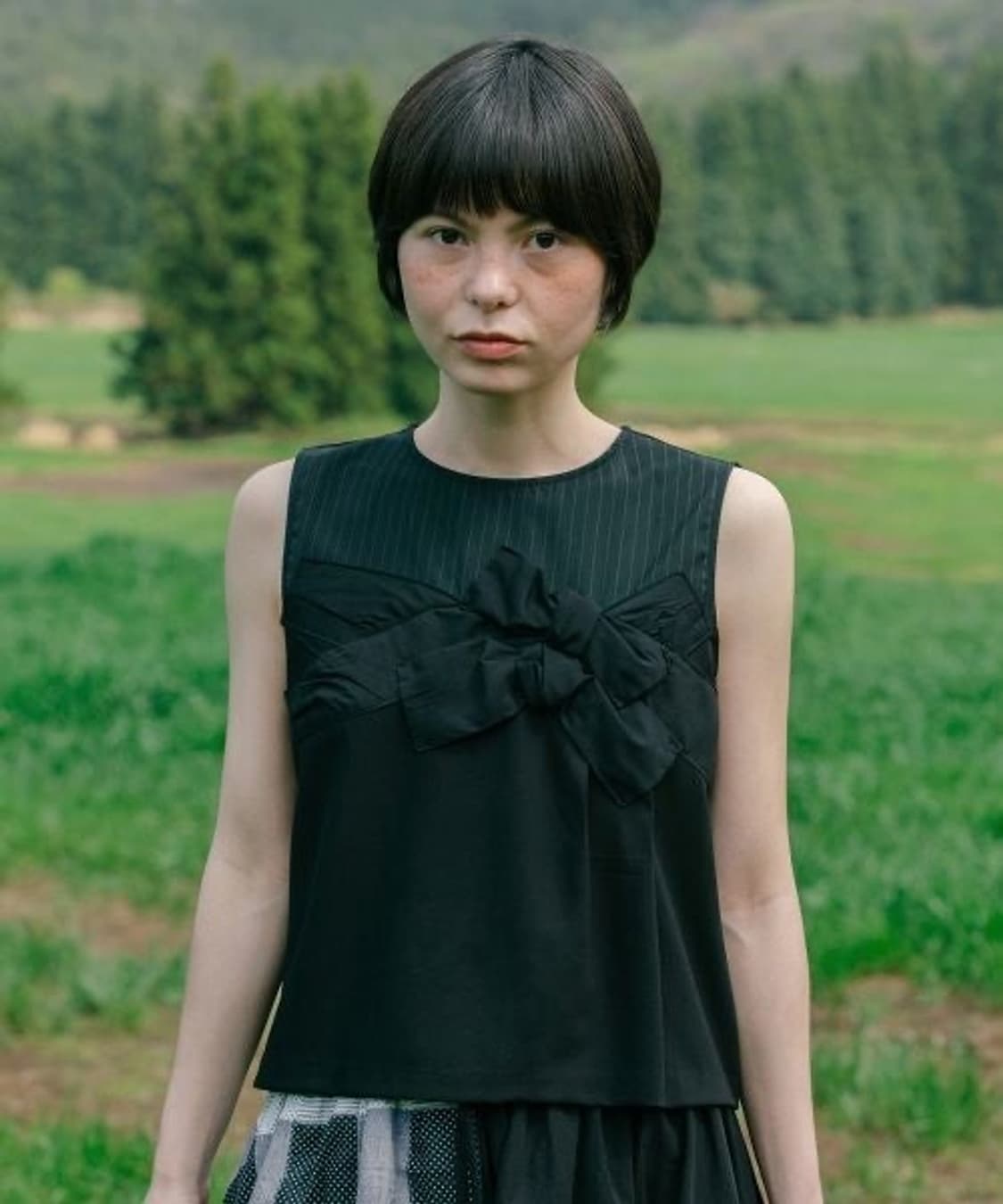 오헤시오 RIBBON COLORED BLOUSE, BLACK 상품이미지1