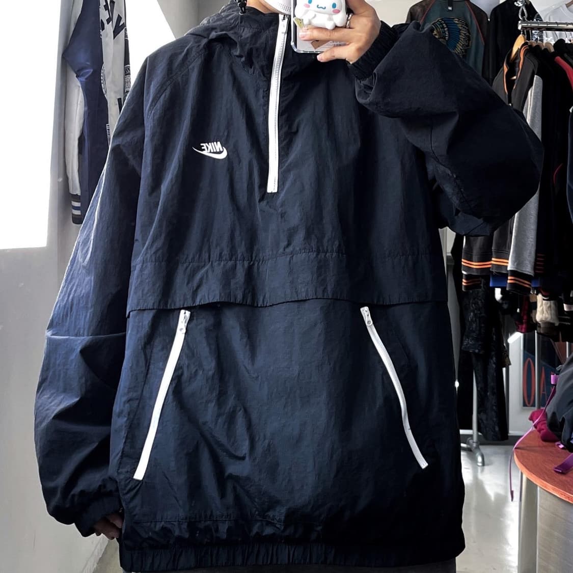 나이키 NSW 스우시 블랙 나일론 풀오버 우븐 아노락 상품이미지1