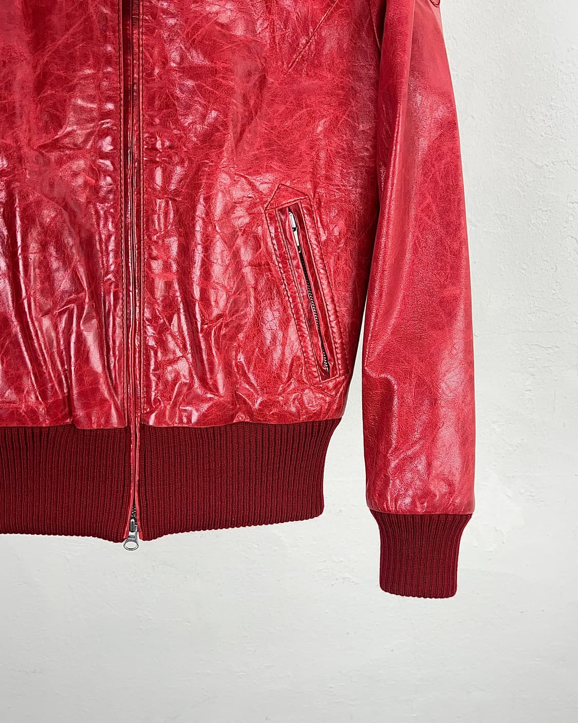 y-3 레드 글로시 램버트 레더 투 팩 라이더 자켓 상품이미지5