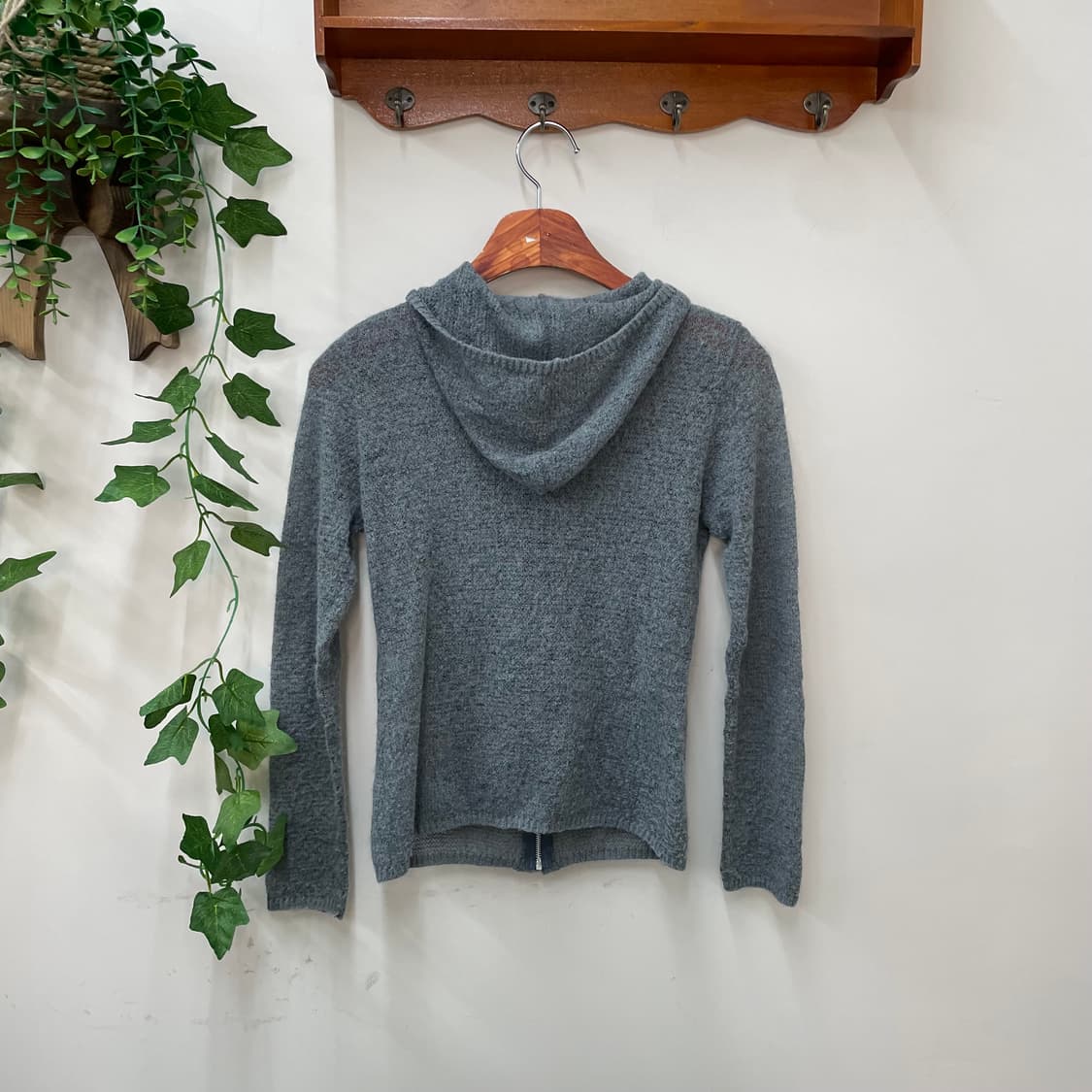 소프트 그런지페어리 y2k 그레이 모헤어 부클 후드 집업 상품이미지3