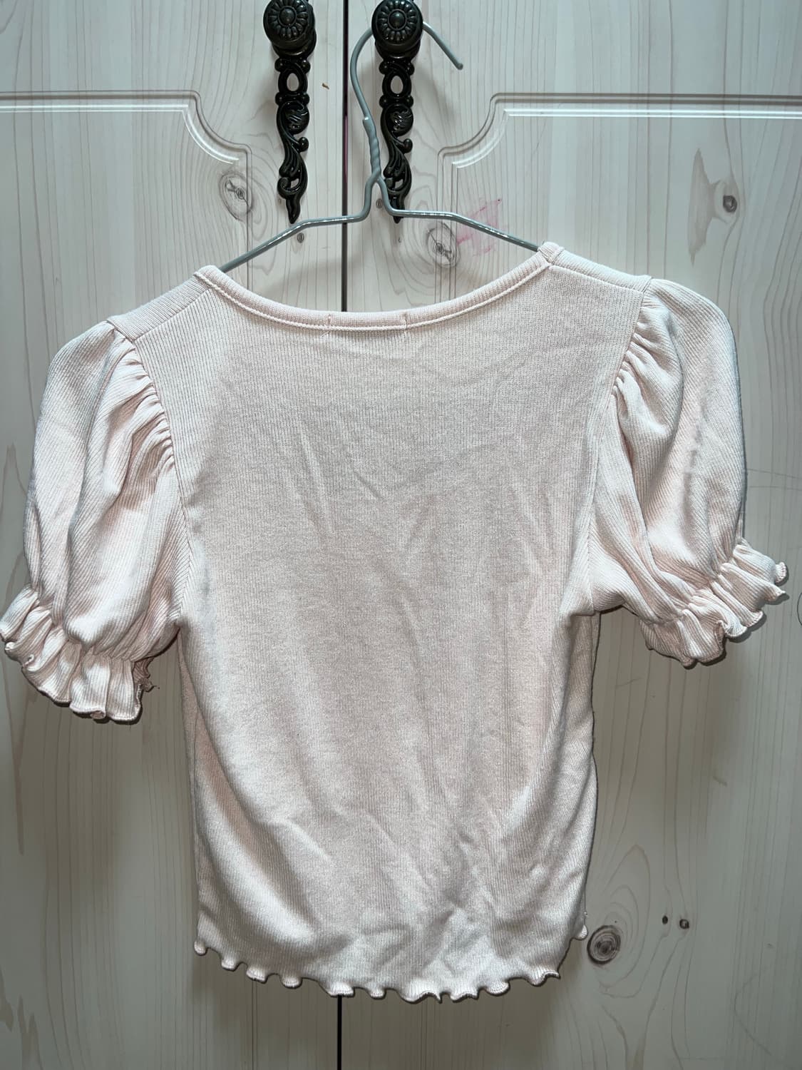 페어리 발레코어 레이스 퍼프소매 연핑크 티  상품이미지2