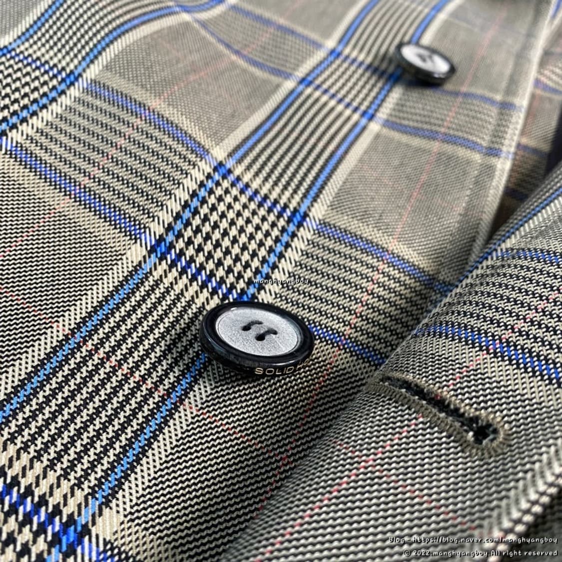 솔리드옴므 블루 체크 트렌치코트 베이지 48 (새상품급) 상품이미지7