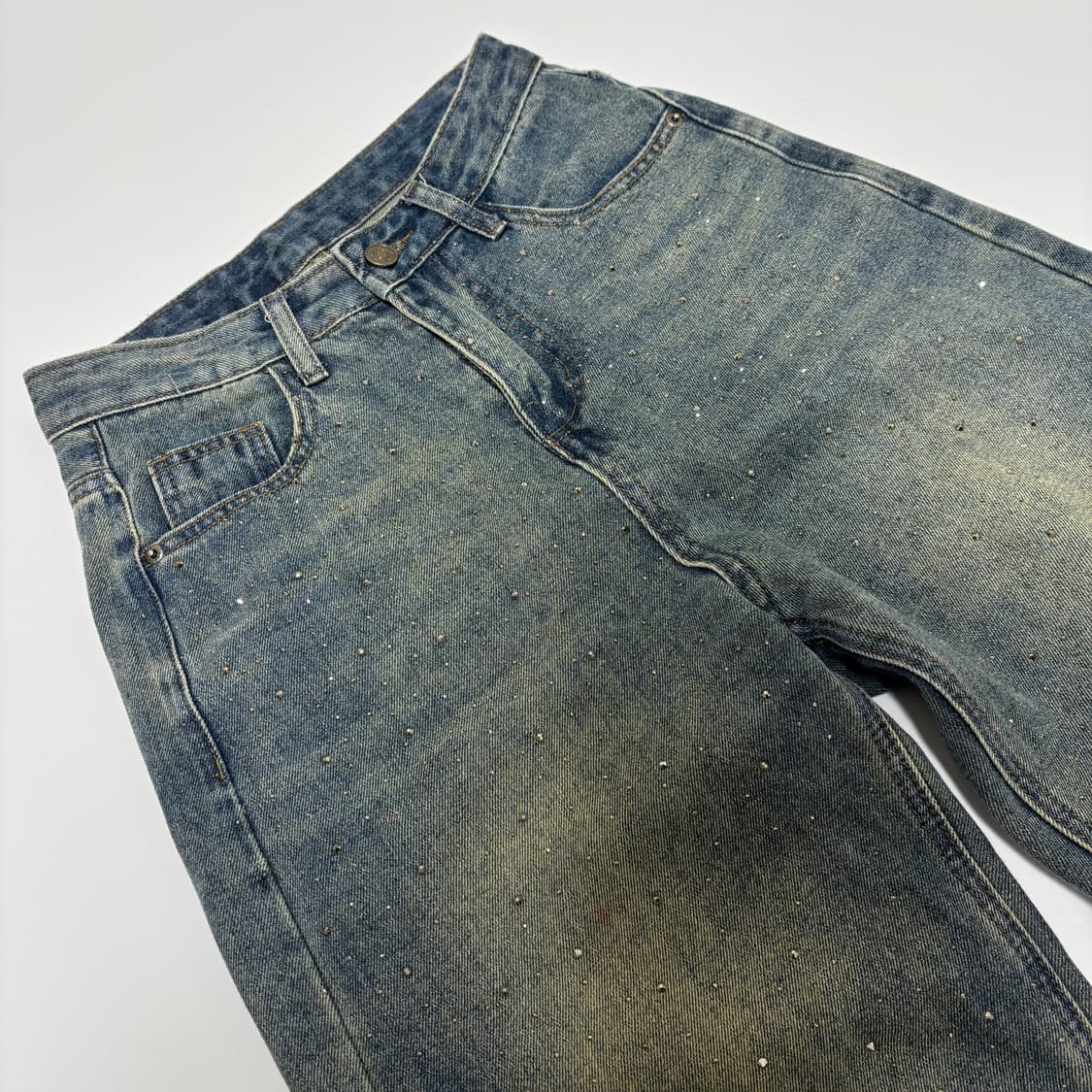 큐빅 스터드 와이드 빈티지 데님 상품이미지2