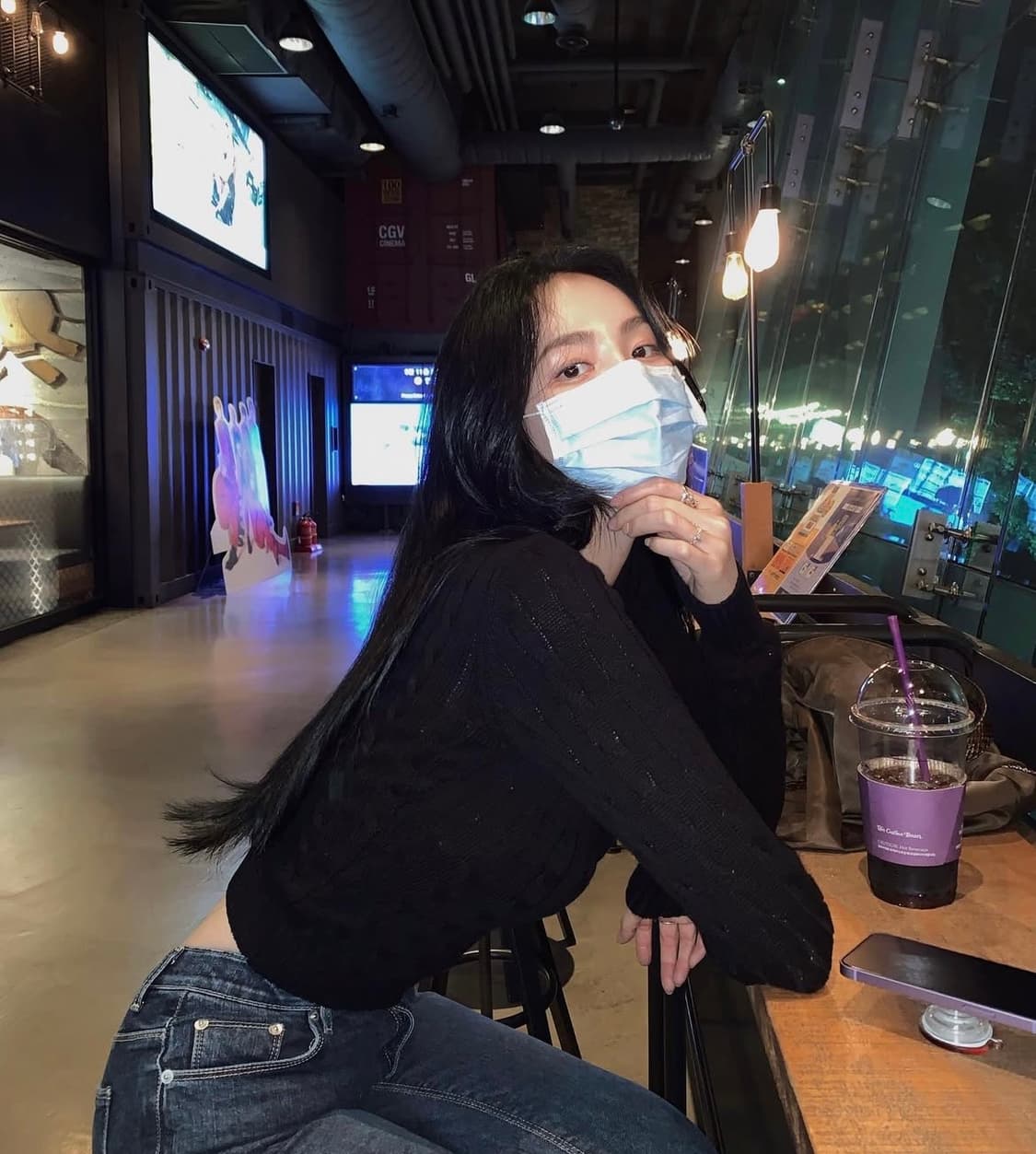 페일제이드 케이블 니트 브이넥 V넥 블랙 검정 상품이미지1