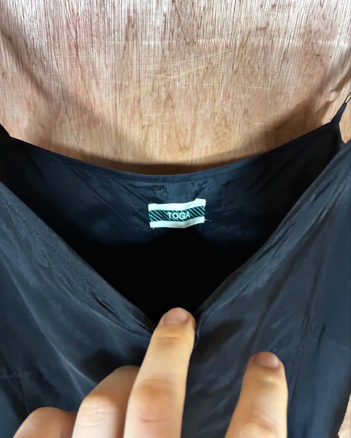 토가 블랙 사틴&폴카닷 쉬폰 슬립 맥시 드레스 상품이미지7