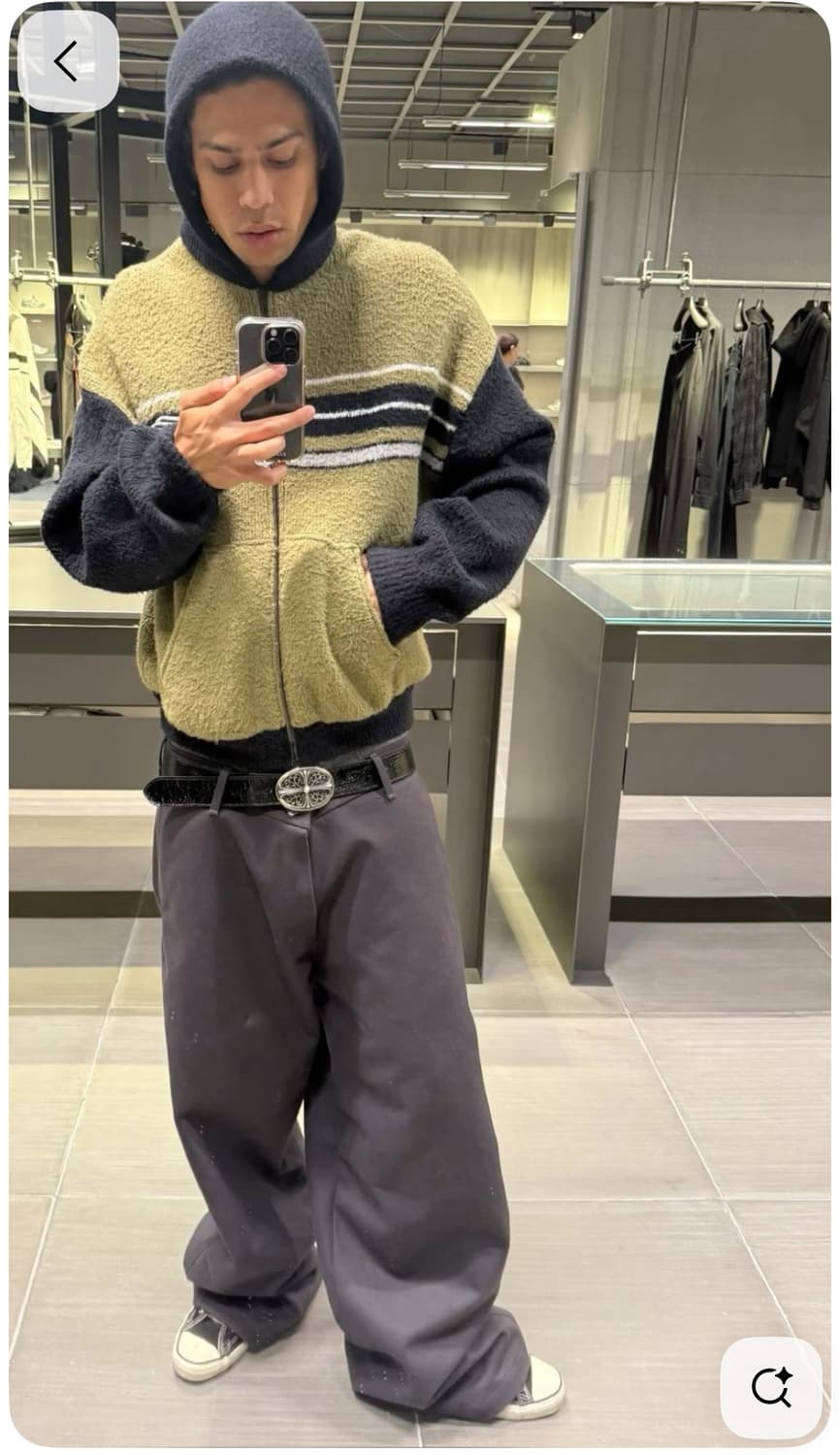 발렌시아가 플러피 집업 후디 카키/블랙 L 상품이미지9