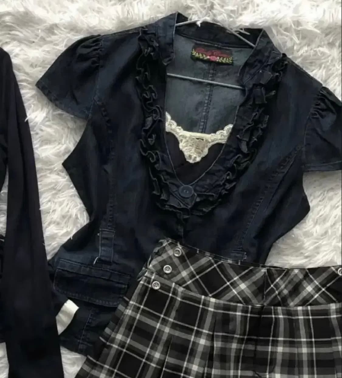 프릴청반팔자켓 빈티지 핀터깔 stc 반팔 큐빈티지 와이즈걸 shop502 상품이미지1