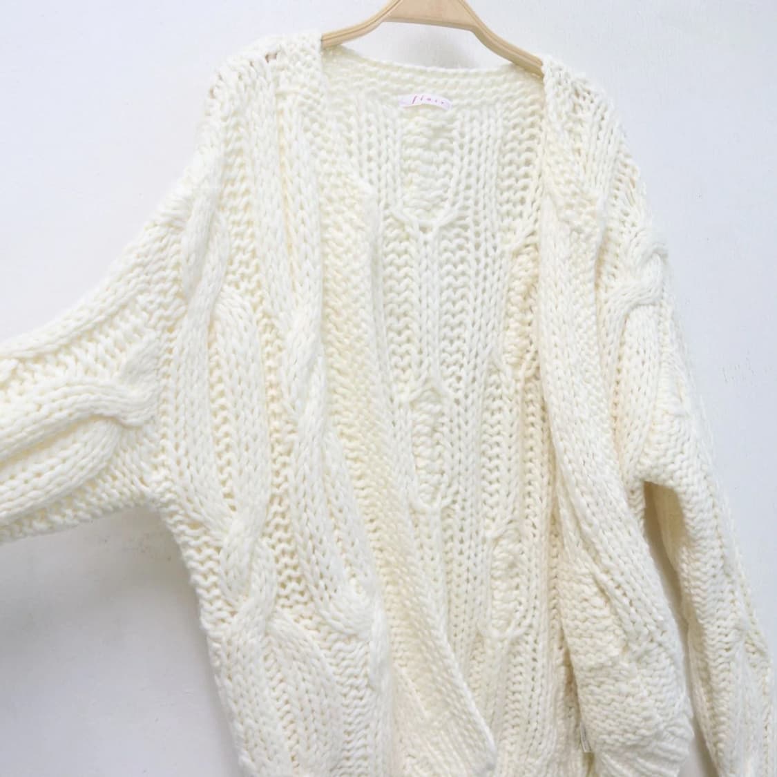 FLAIR 히메갸루 울 혼방 꽈배기 가디건 63057 상품이미지6