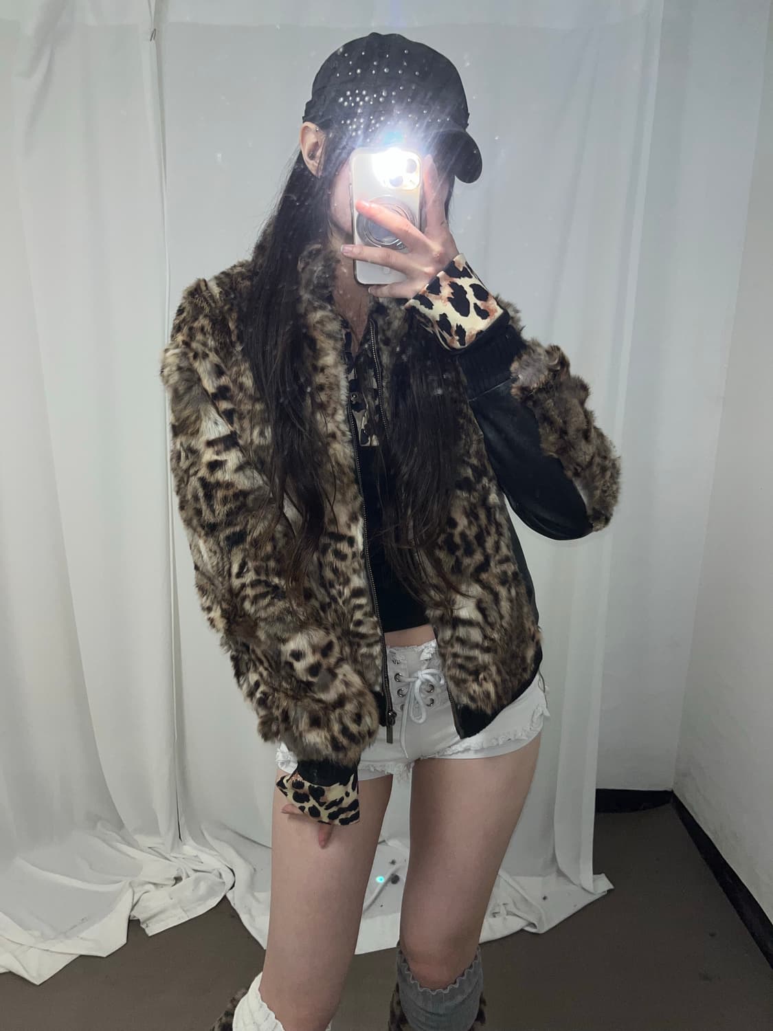 레오파드 래빗퍼 레더 자켓 (양가죽+래빗퍼) 상품이미지6