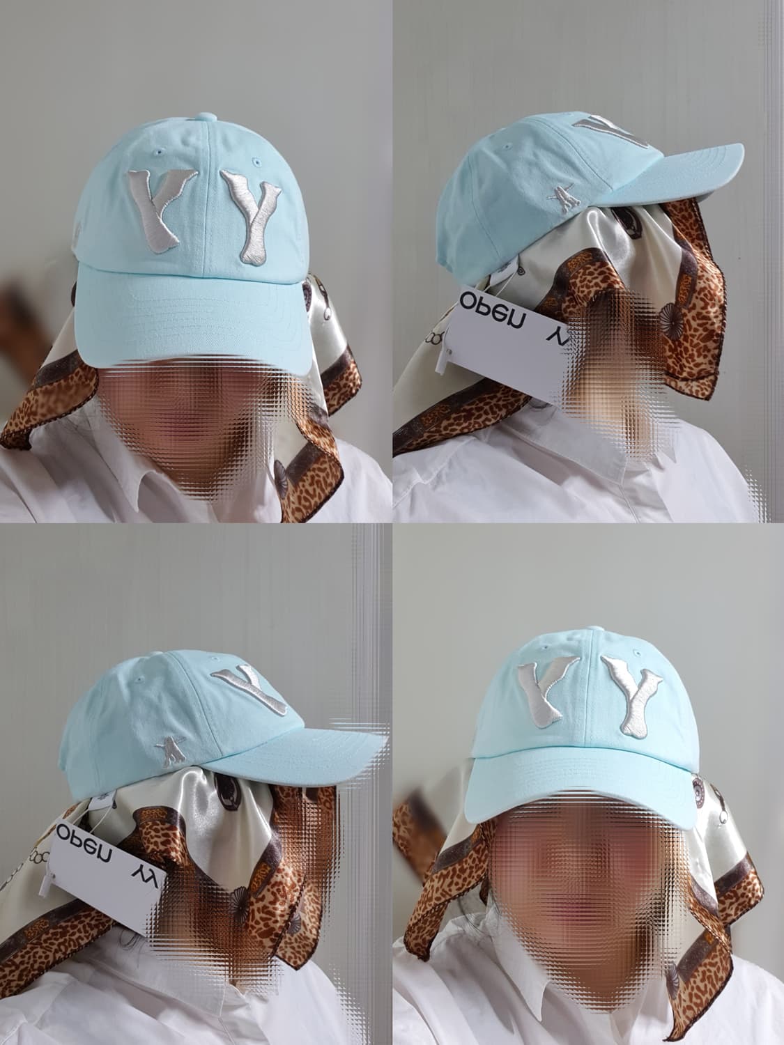 민트블루 그린 오픈와이와이 로고 볼캡 모자 상품이미지10