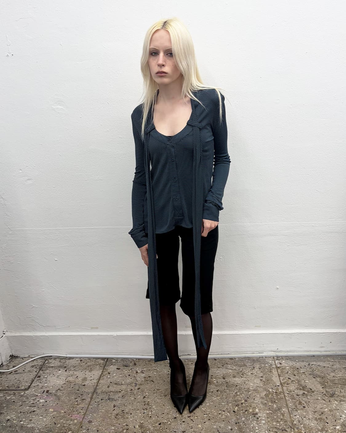 발렌시아가 2002S/S 스트라이프 타이 넥 탑 상품이미지6