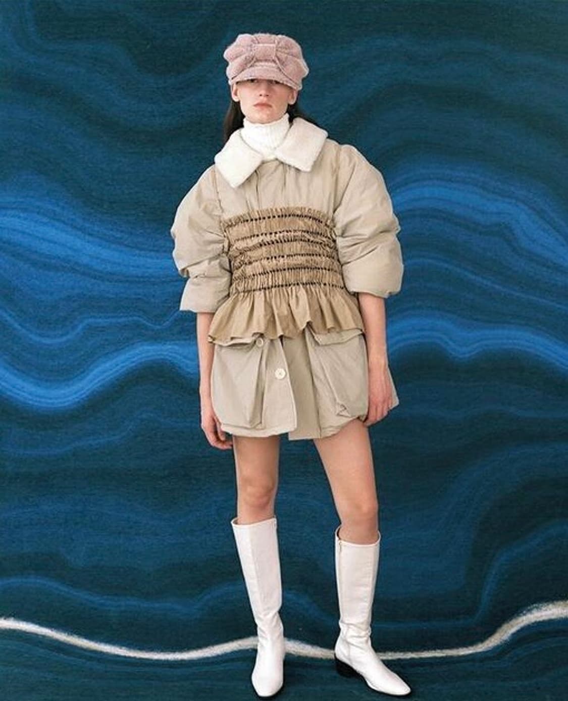 어썸니즈 벨보이 리본캡 체크핑크 울모자분홍아가일비니트터번셔링헤어밴드볼캠프 상품이미지4