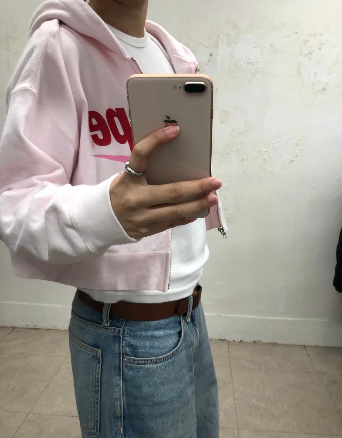 베이프 스타 딸기우유 크롭 후드집업 상품이미지2