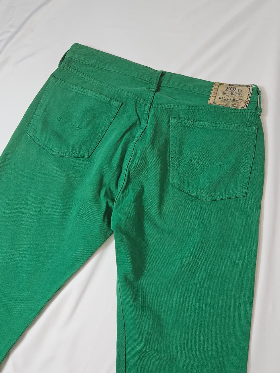 00s 폴로 랄프로렌 USA 그린진 데님 코튼팬츠 켄터키더비 빈티지 희귀 상품이미지3
