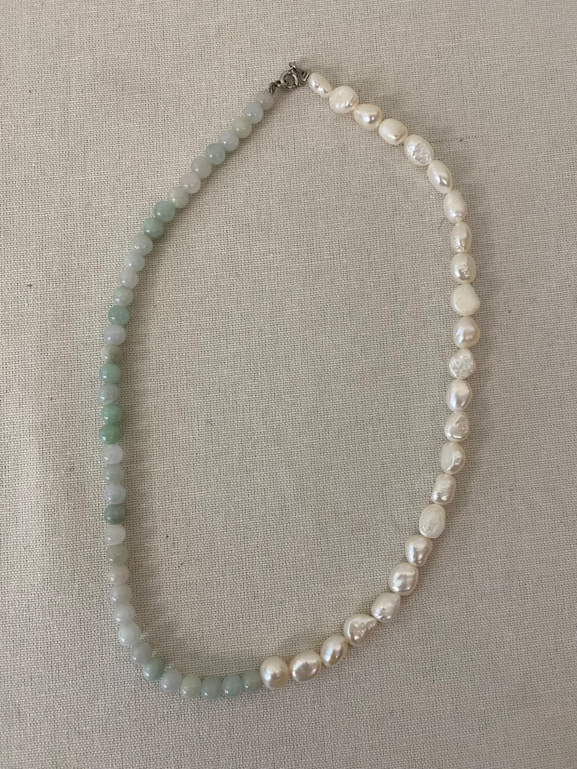 담수진주&옥 목걸이(silver) 상품이미지2