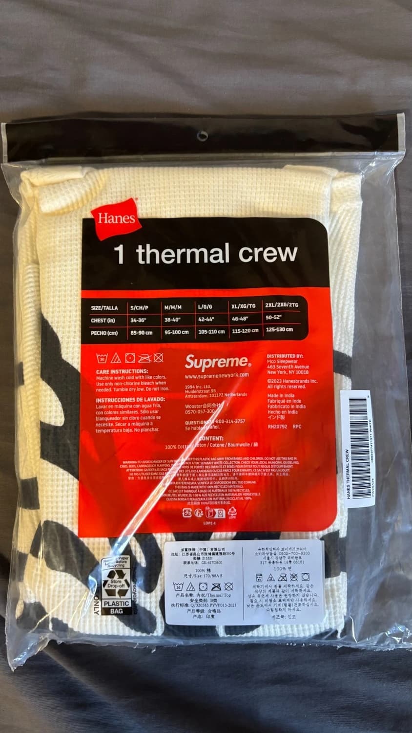 슈프림 헤인즈 본즈 써멀 크루 내츄럴 새상품 상품이미지2