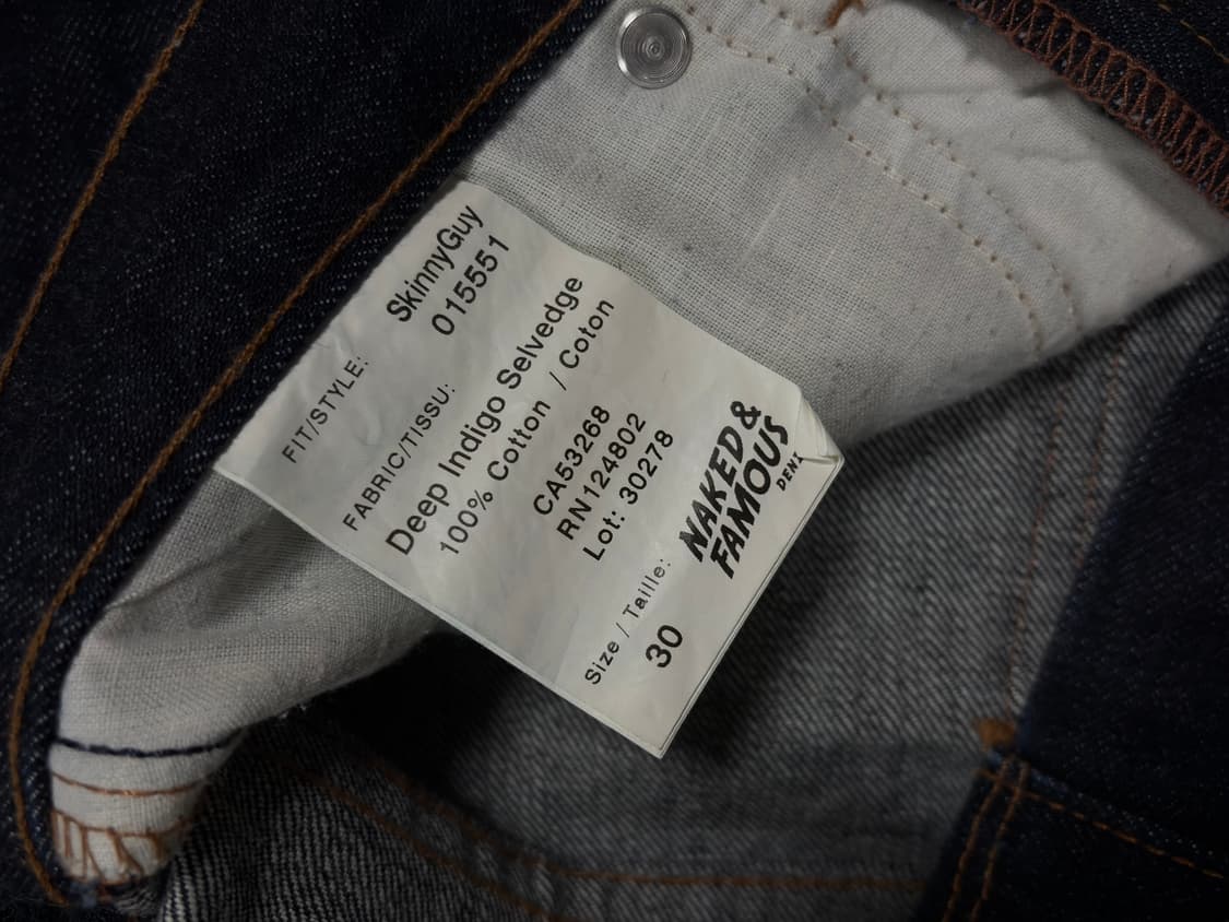 네이키드앤페이머스 딥인디고셀비지 스키니가이 30사이즈 상품이미지5