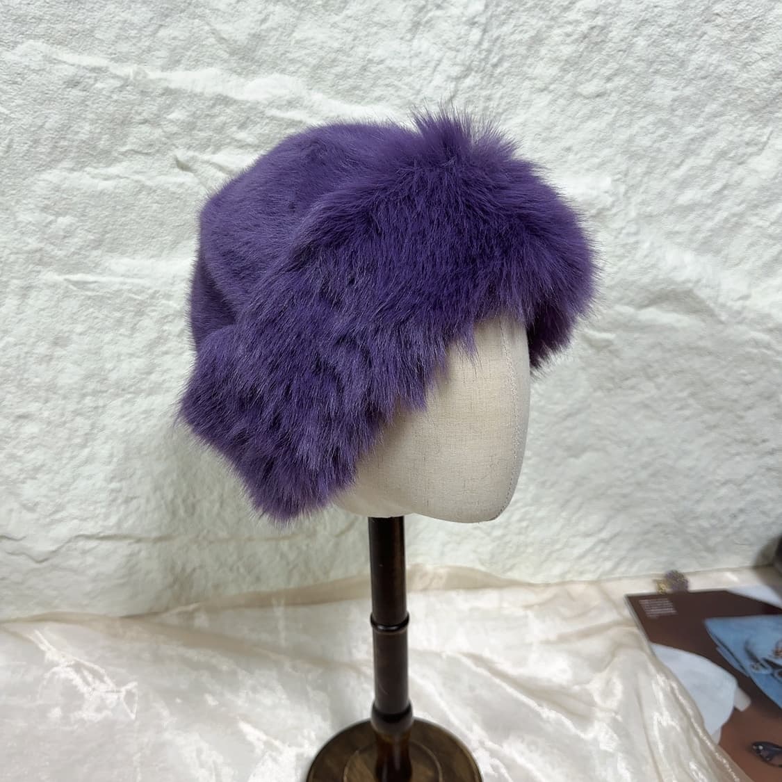 빈티지 다크보라 퍼 무스탕 모자 버킷햇 상품이미지2