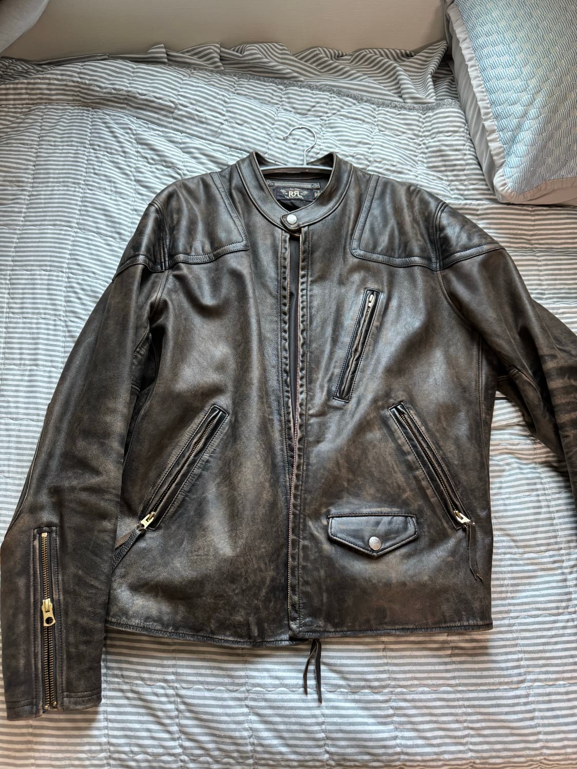 rrl 슬림핏 모토 레더 재킷 l 사이즈 상품이미지1