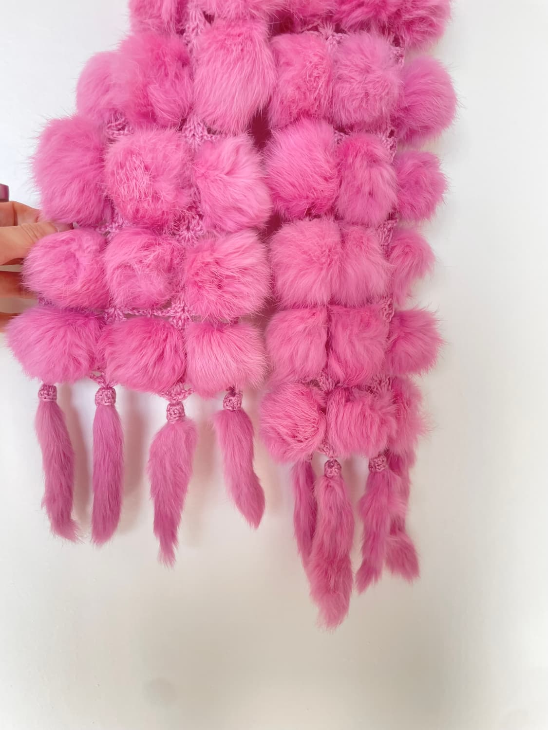 토끼털 래빗 핑크 방울 목도리 상품이미지3