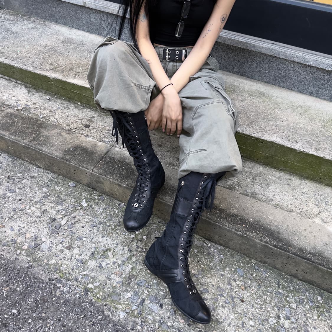 초 레어 00s 빈티지 구찌 니하이 복싱화 부츠 상품이미지2