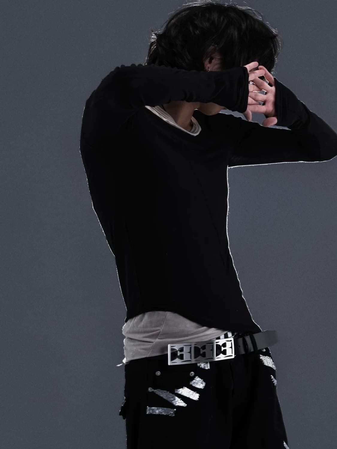 Asymmetric Layered Long Sleeve Top  상품이미지5