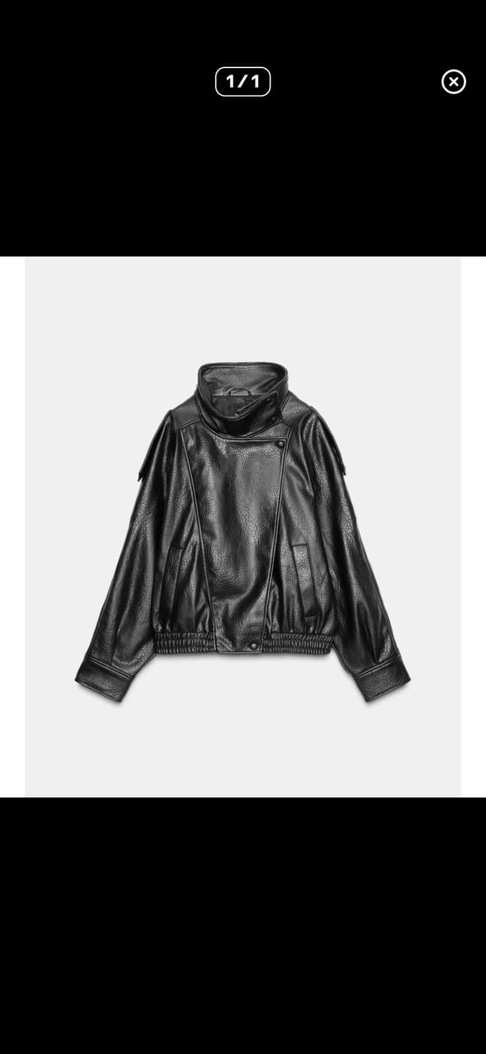 자라 페이크 레더 점퍼 레더자켓 블랙 상품이미지1
