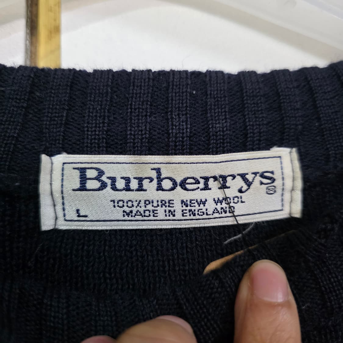 버버리 네이비 기마로고 엘보우 패치 코만도 퓨어 울 니트 L 상품이미지4