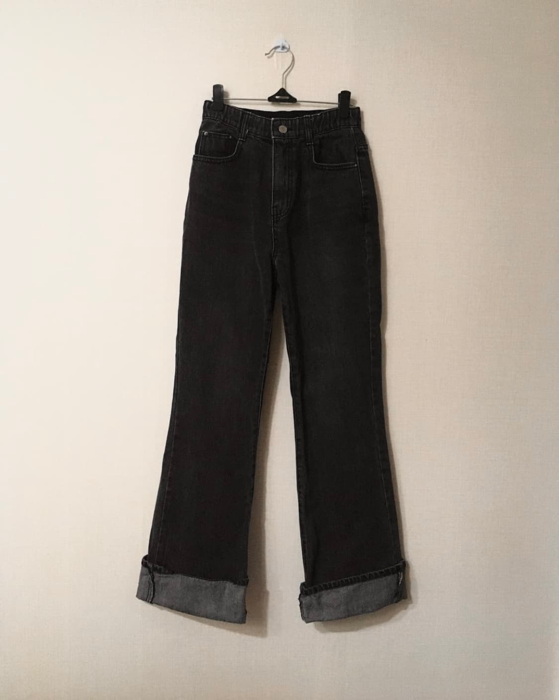 roll up black denim boots cut pants 상품이미지1