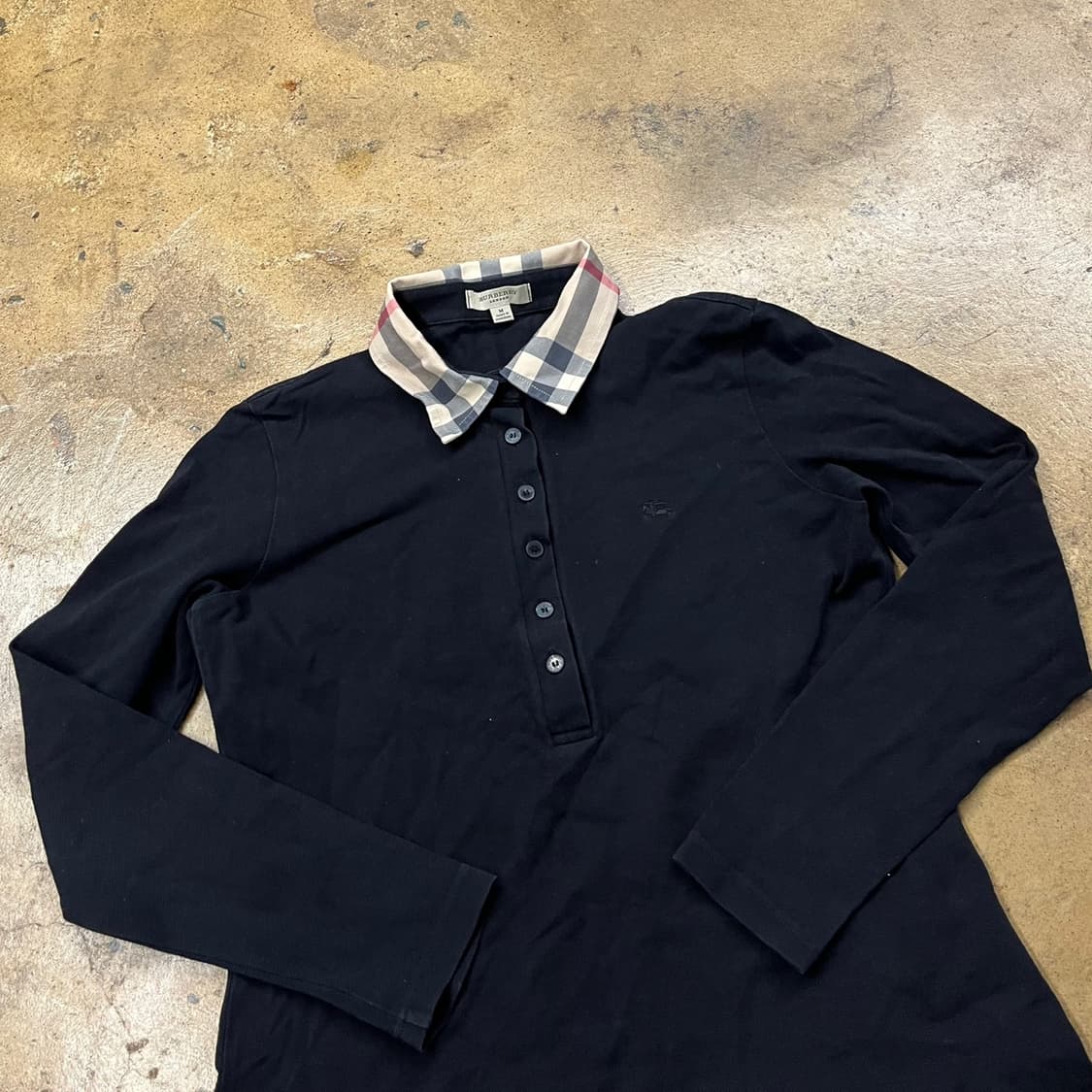 [정품/M] 버버리 블랙 긴팔 카라 티셔츠 b14 상품이미지1
