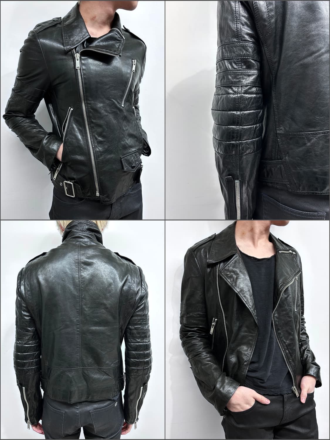 질 스튜어트 비대칭 하이넥 멀티 지퍼 레더 자켓 상품이미지2