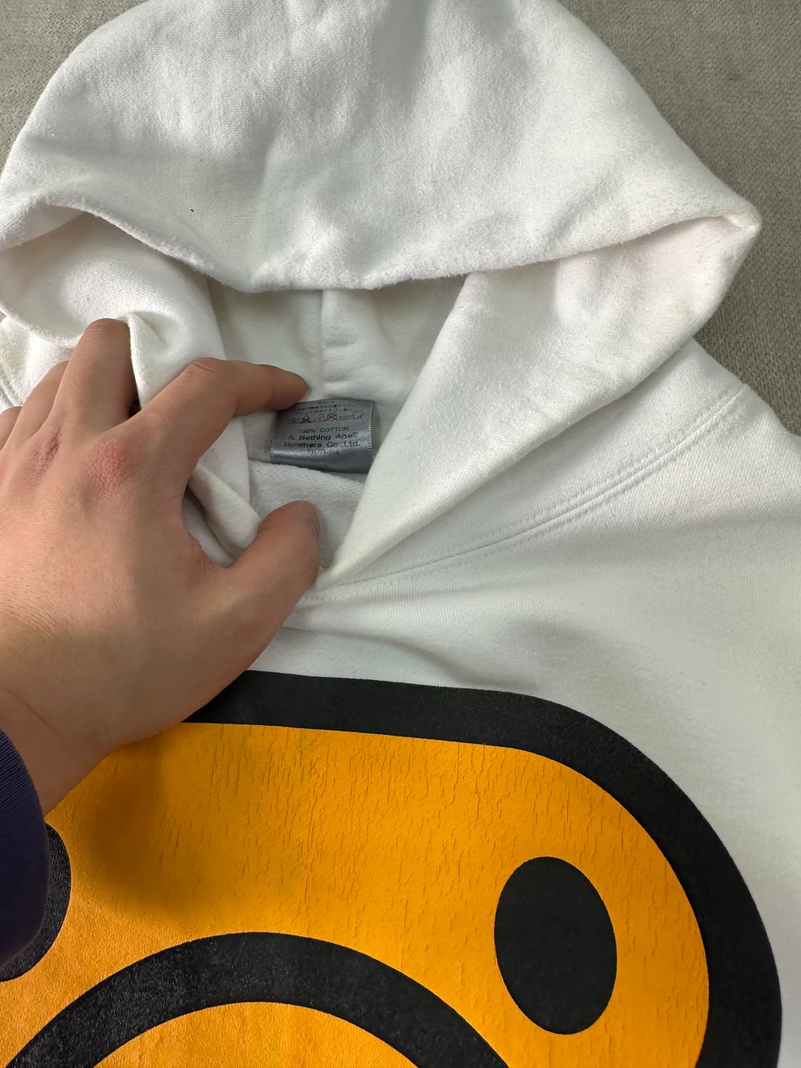 100 베이프 올드스쿨 베이비 마일로 화이트 후드티 상품이미지4