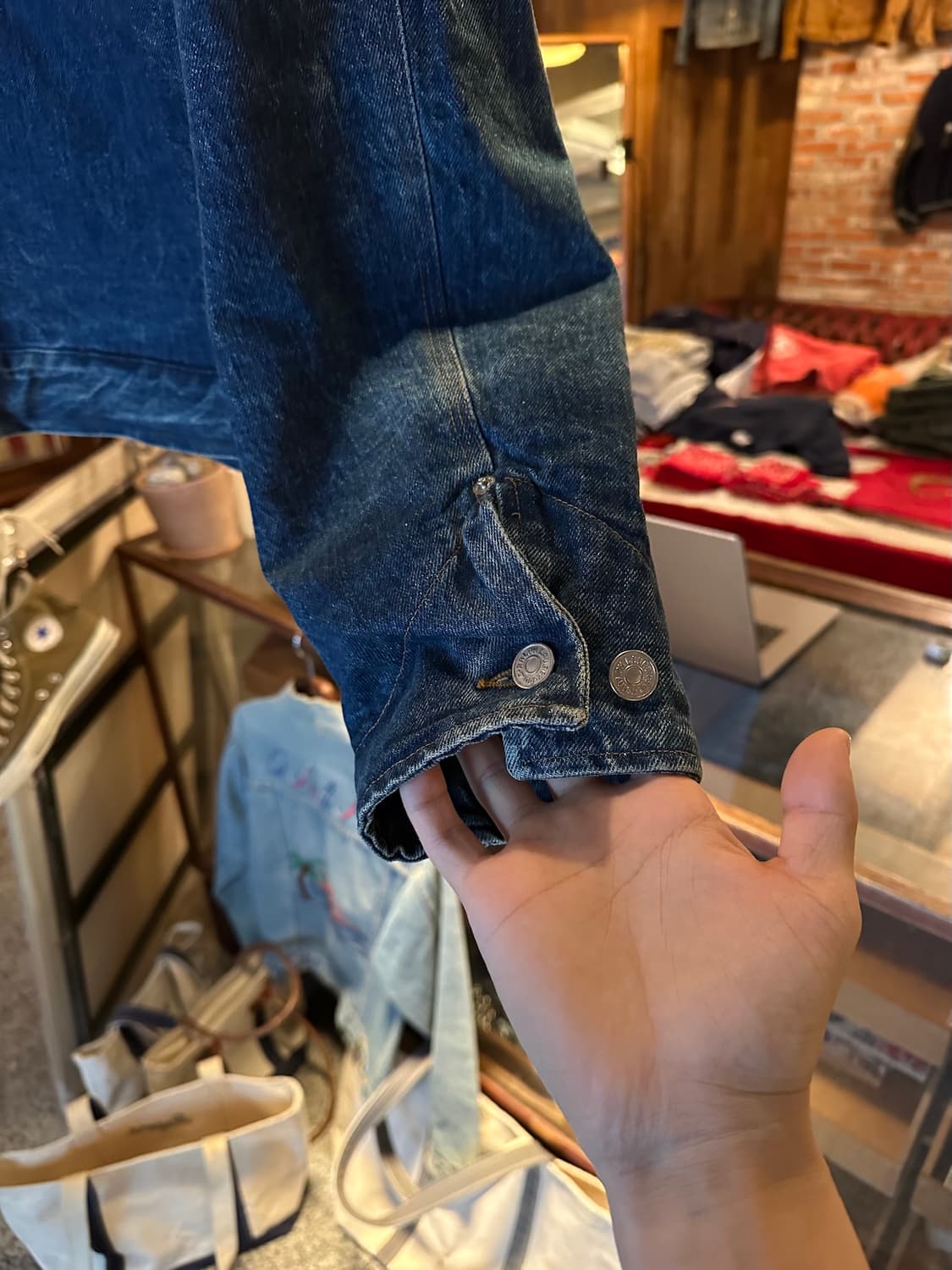 80s USA 빈티지 폴로 랄프로렌 블랭킷 덩가리 데님 자켓 상품이미지4