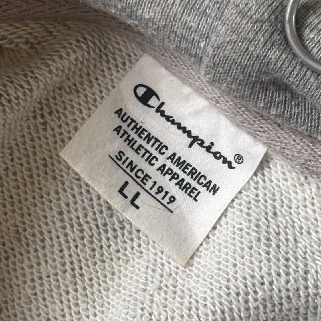 챔피언 C 로고 자수 그레이 후드 티셔츠 상품이미지5