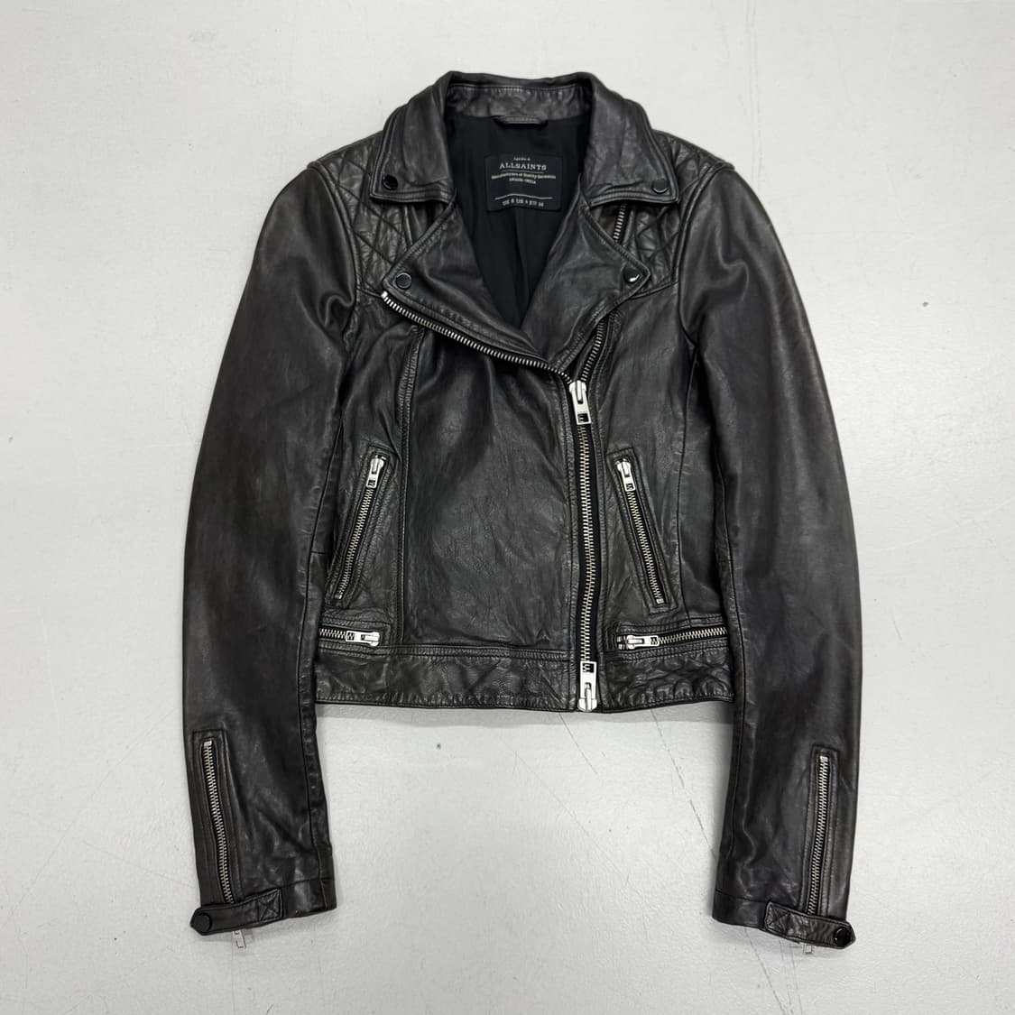 올세인츠 사선 바이커 딱붙 릭오웬스맛 리얼레더 양가죽 자켓 상품이미지2