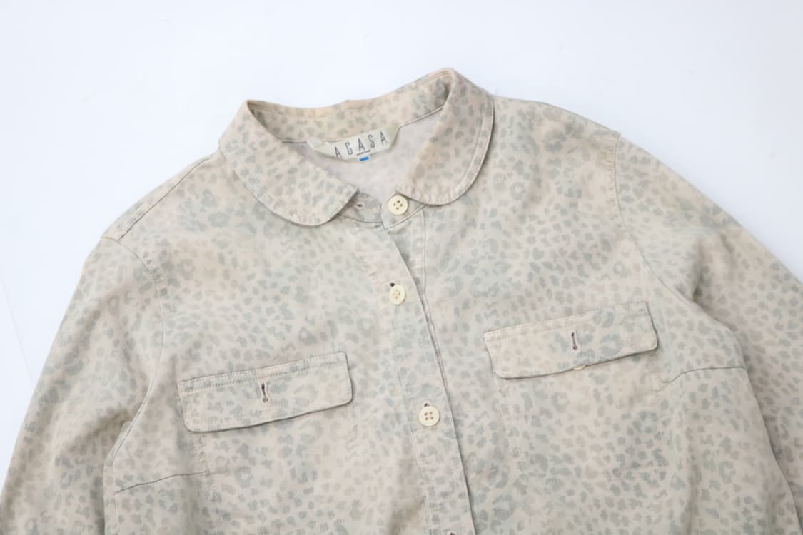 AGASA 아가사 빈티지 레오파드 패턴 라운드 카라 워크 셔츠 상품이미지3