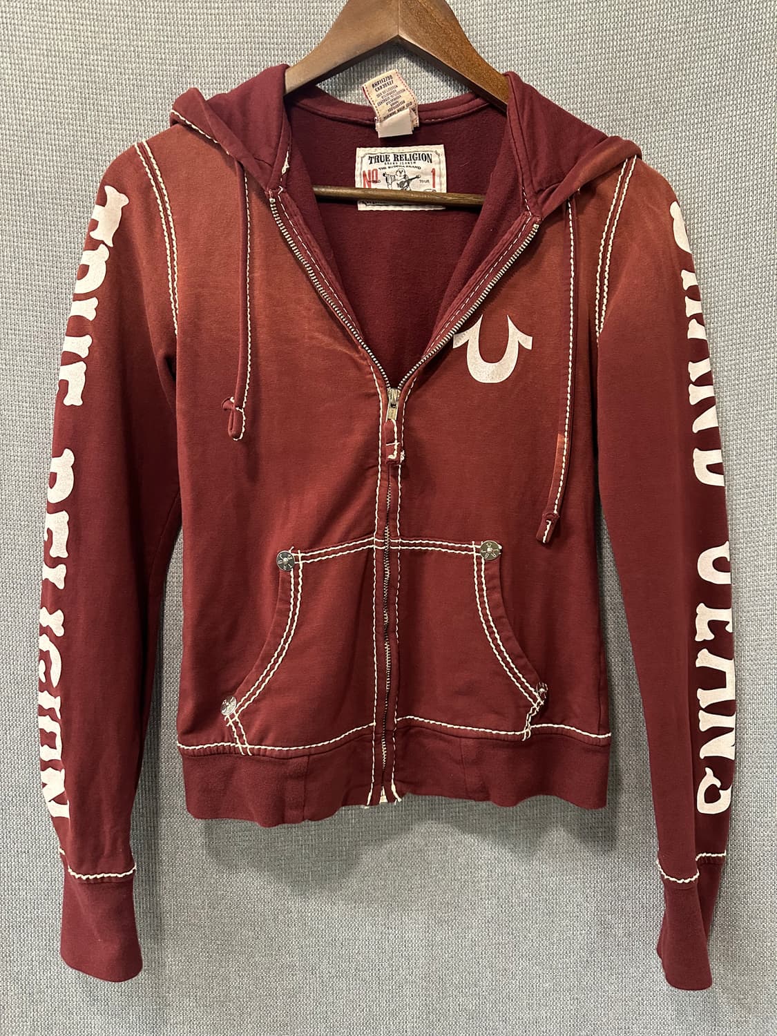 트루릴리전 True Religion 버건디 집업 후디 상품이미지1